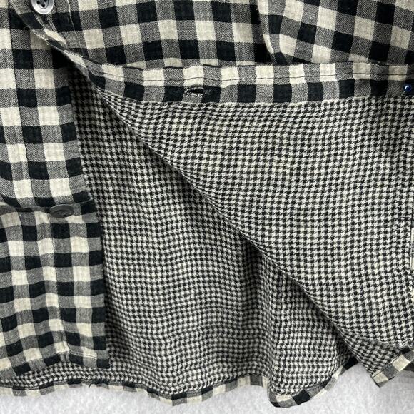 THEORY Shirt Mens XL Cotton Wool Gauze Gingham Check Button Up Double Face Black - Picture 10 of 16